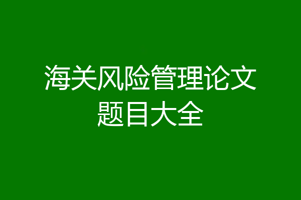 海关风险管理论文题目大全