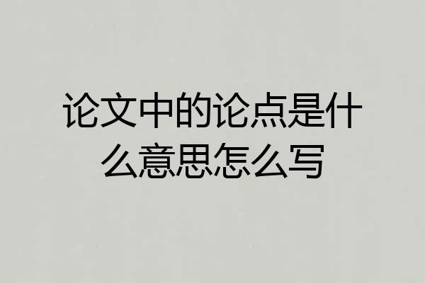 论文中的论点是什么意思怎么写
