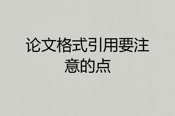 论文格式引用要注意的点