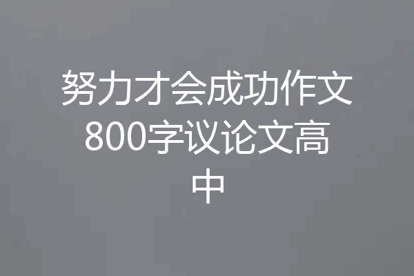 努力才会成功作文800字议论文高中