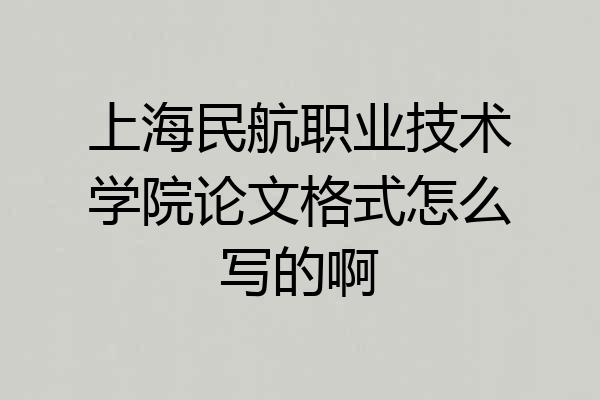 上海民航职业技术学院论文格式怎么写的啊