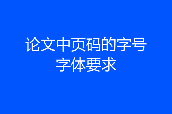 论文中页码的字号字体要求