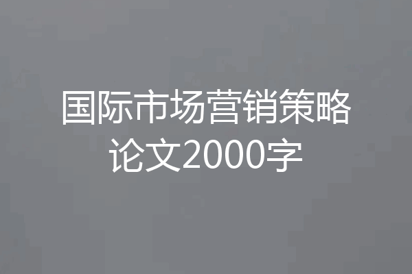国际市场营销策略论文2000字