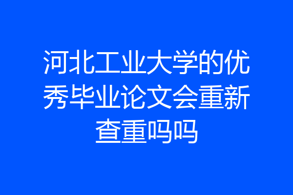河北工业大学的优秀毕业论文会重新查重吗吗