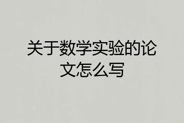 关于数学实验的论文怎么写
