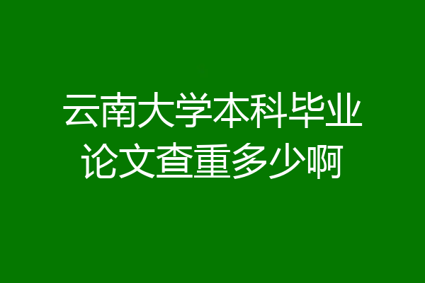 云南大学本科毕业论文查重多少啊