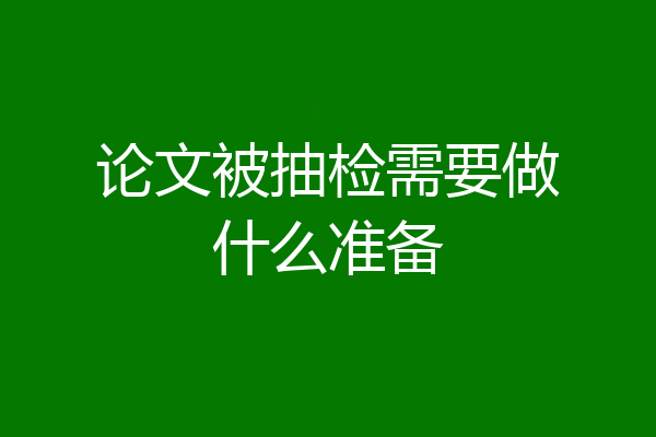 论文被抽检需要做什么准备