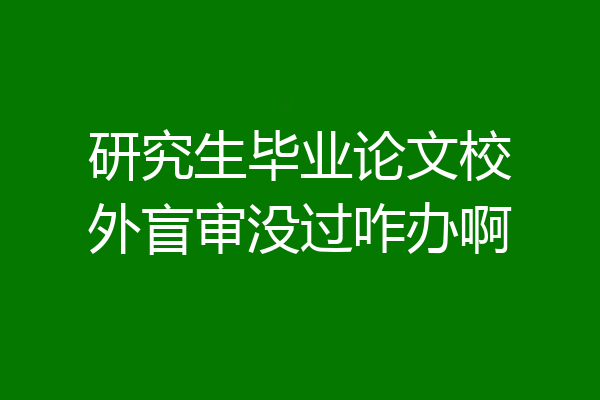 研究生毕业论文校外盲审没过咋办啊