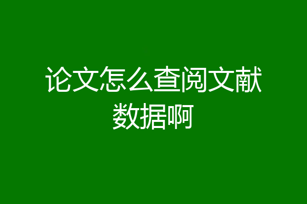 论文怎么查阅文献数据啊