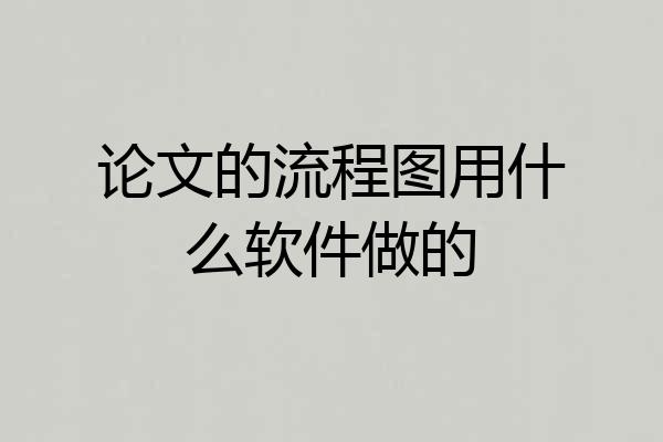 论文的流程图用什么软件做的