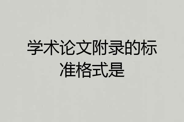 学术论文附录的标准格式是