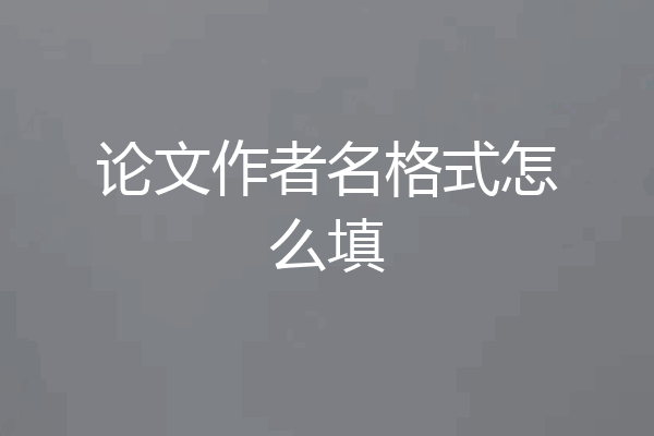 论文作者名格式怎么填