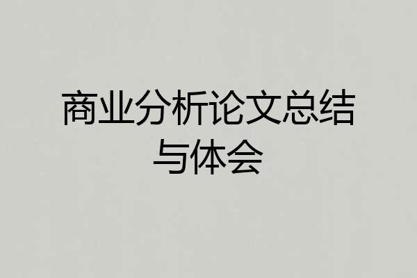 商业分析论文总结与体会