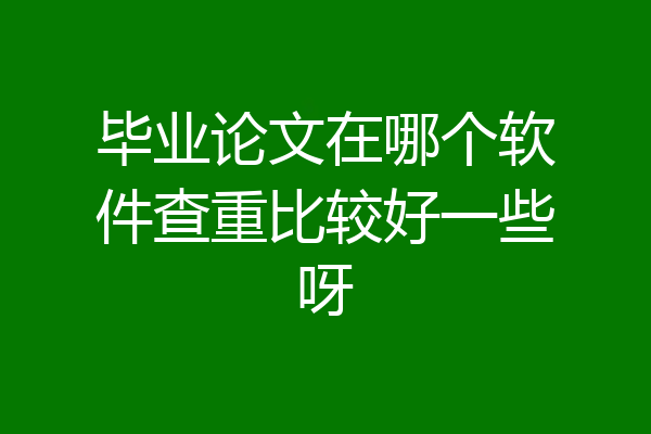 毕业论文在哪个软件查重比较好一些呀