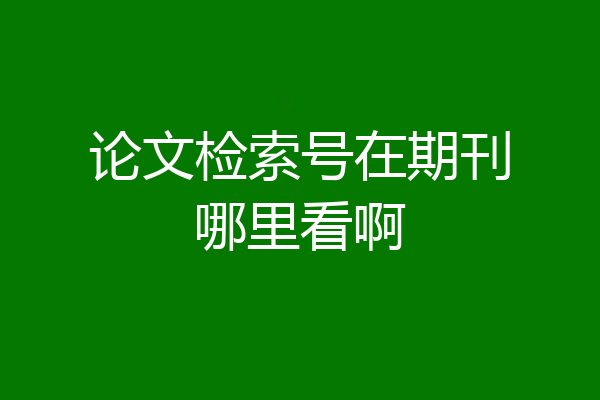 论文检索号在期刊哪里看啊
