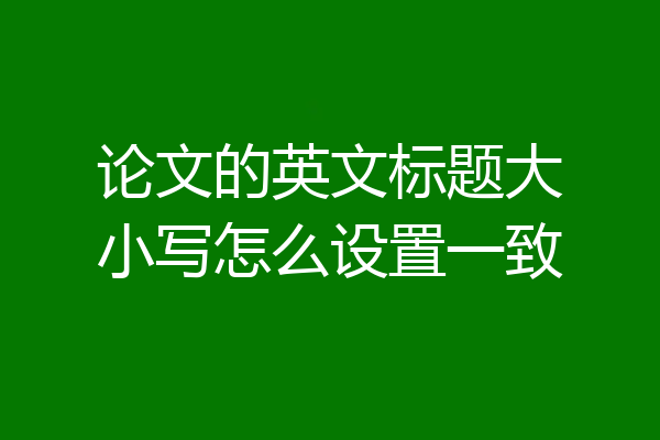 论文的英文标题大小写怎么设置一致
