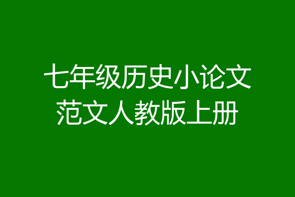 七年级历史小论文范文人教版上册
