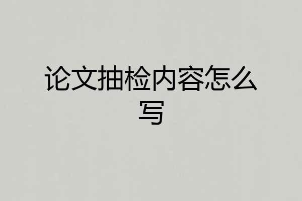 论文抽检内容怎么写