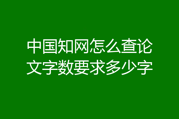 中国知网怎么查论文字数要求多少字