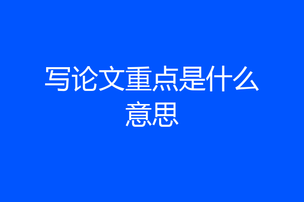 写论文重点是什么意思