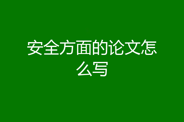 安全方面的论文怎么写