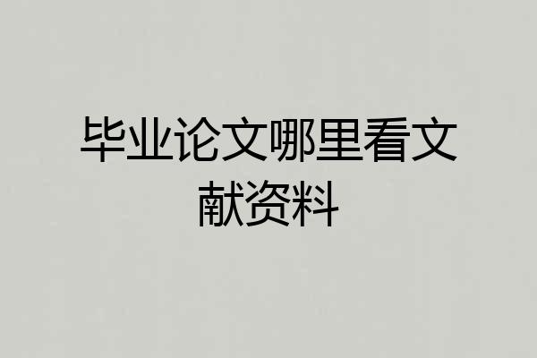 毕业论文哪里看文献资料