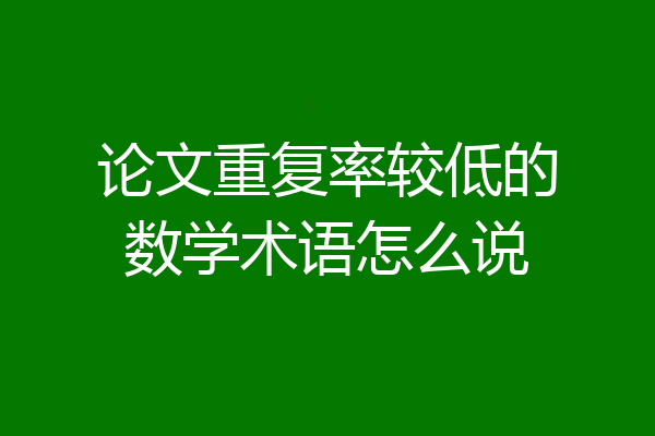 论文重复率较低的数学术语怎么说