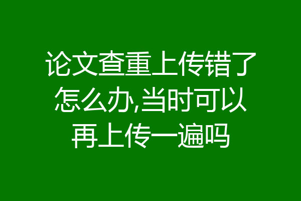 论文查重上传错了怎么办,当时可以再上传一遍吗