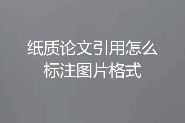 纸质论文引用怎么标注图片格式