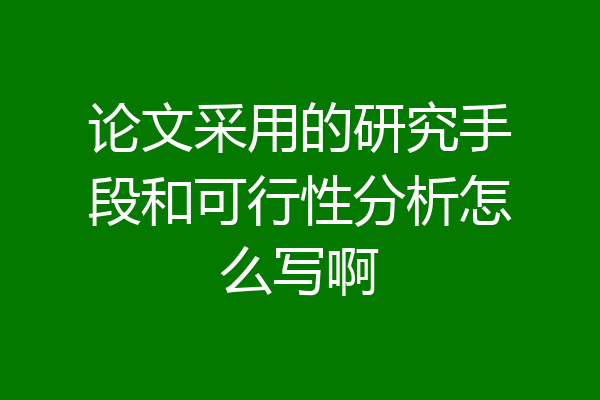 论文采用的研究手段和可行性分析怎么写啊