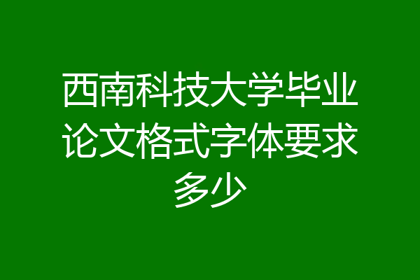 西南科技大学毕业论文格式字体要求多少