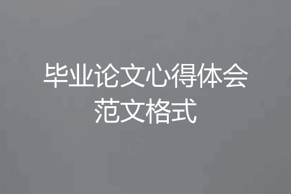 毕业论文心得体会范文格式