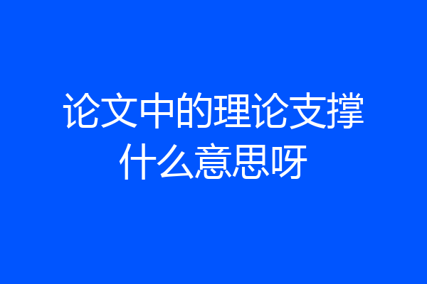 论文中的理论支撑什么意思呀
