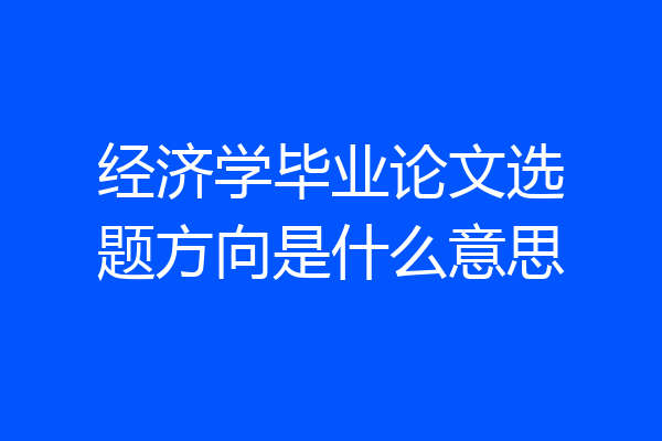 经济学毕业论文选题方向是什么意思