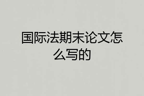 国际法期末论文怎么写的