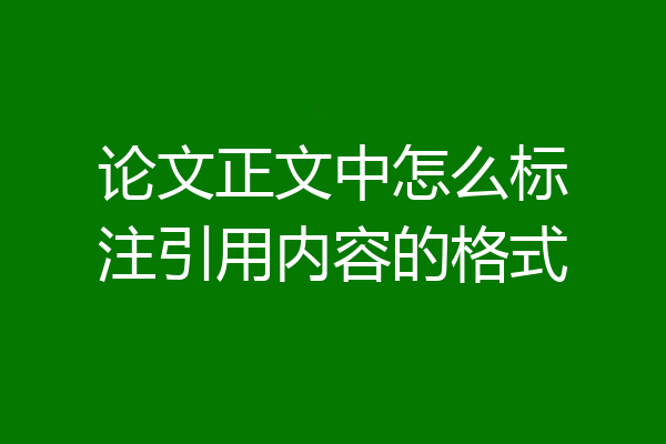 论文正文中怎么标注引用内容的格式