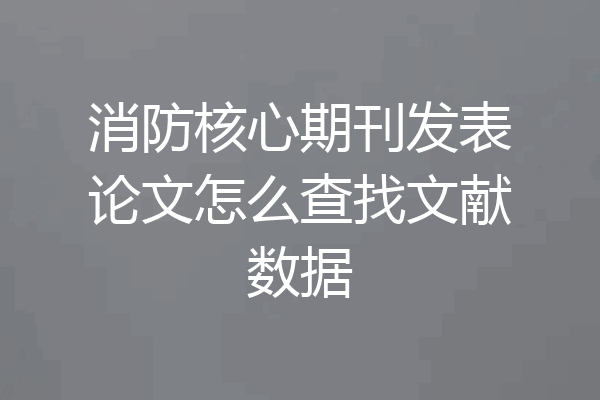 消防核心期刊发表论文怎么查找文献数据