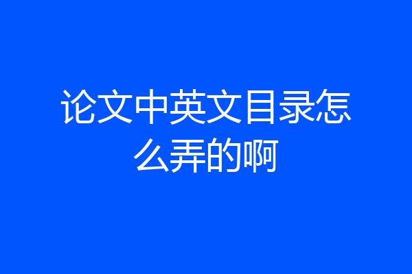 论文中英文目录怎么弄的啊