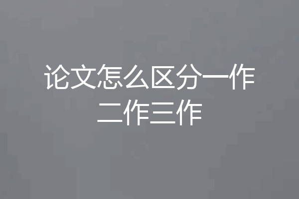 论文怎么区分一作二作三作