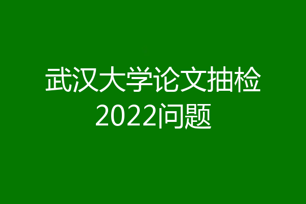 武汉大学论文抽检2022问题