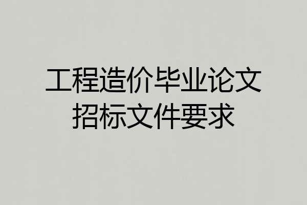 工程造价毕业论文招标文件要求