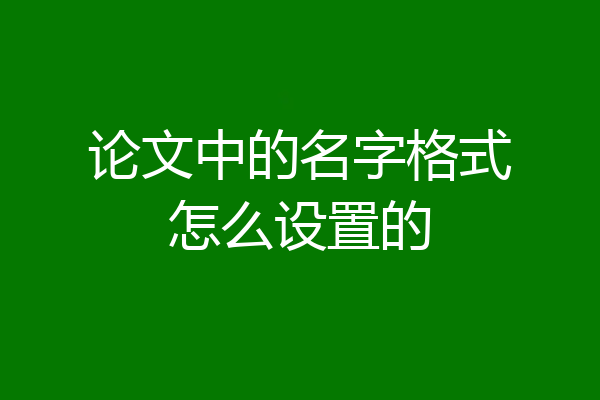 论文中的名字格式怎么设置的