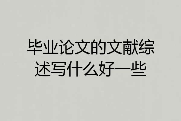 毕业论文的文献综述写什么好一些
