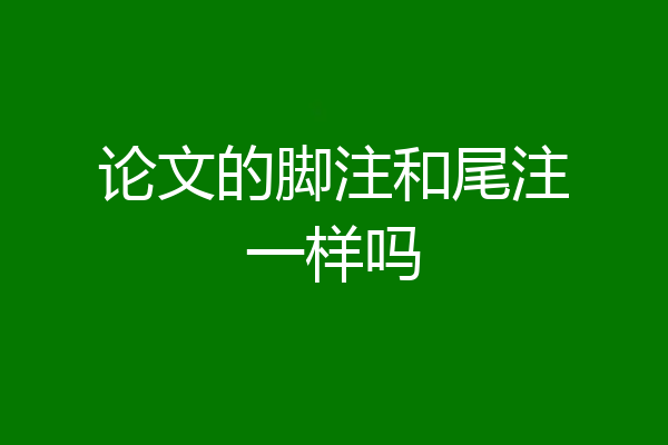 论文的脚注和尾注一样吗