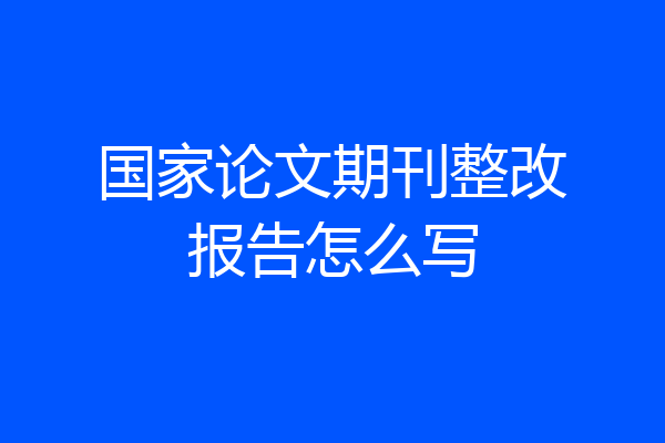 国家论文期刊整改报告怎么写