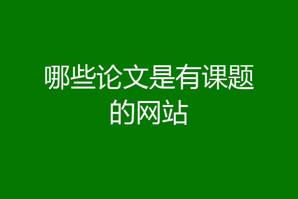 哪些论文是有课题的网站