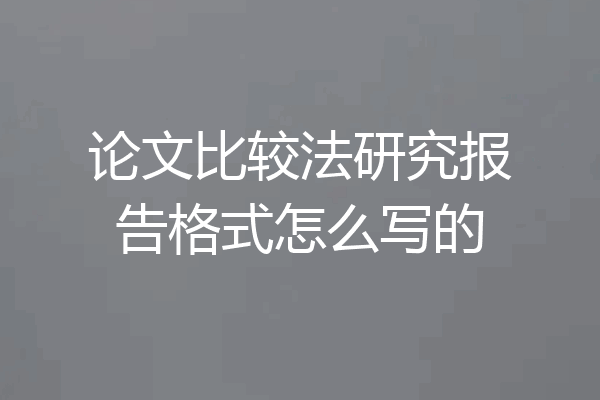论文比较法研究报告格式怎么写的
