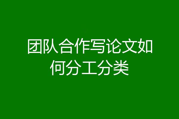 团队合作写论文如何分工分类