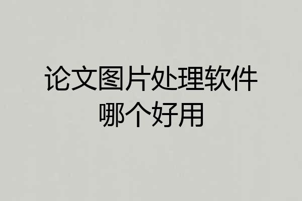 论文图片处理软件哪个好用