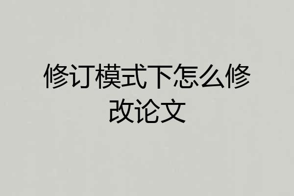 修订模式下怎么修改论文